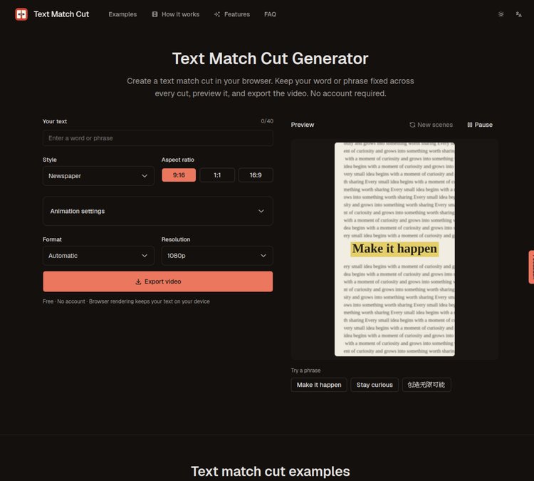 Text Match Cut Generator